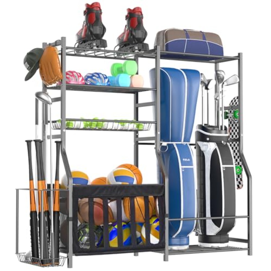 Sports Equipment Basketball - Heavy Duty Garage Sports Equipment Organizer,