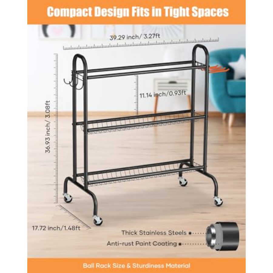 Basketball Rack Rolling Basket - Sports Equipment Basketball ulasan dan harga