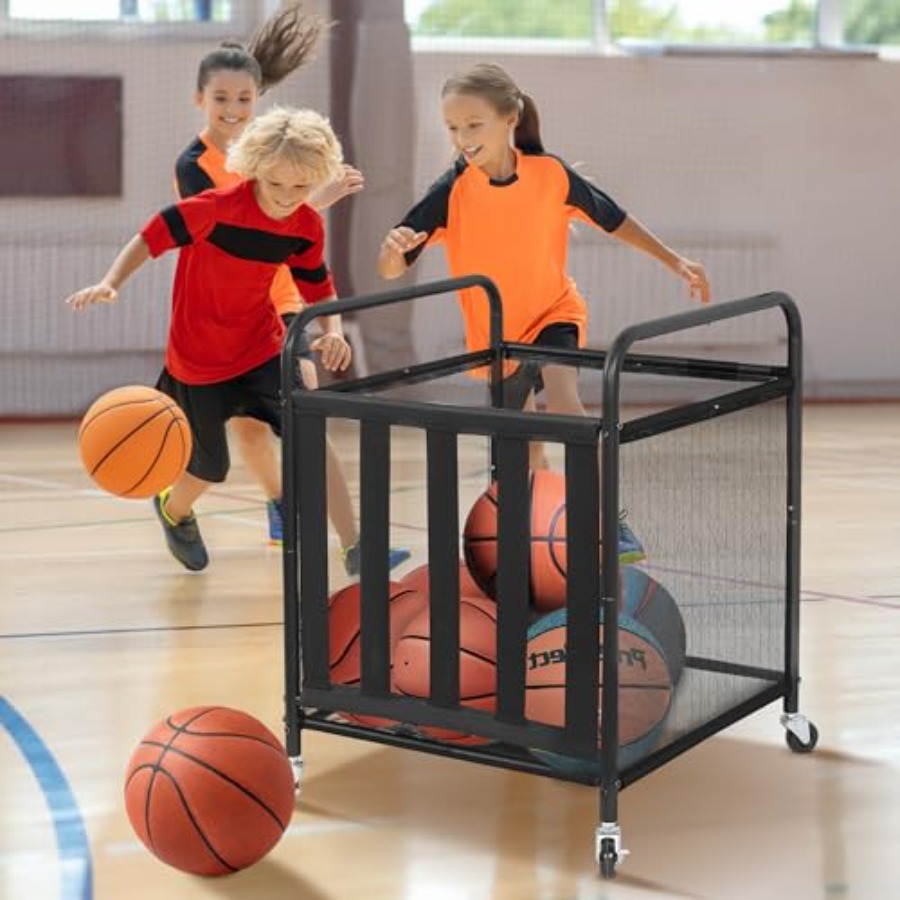 Rolling Sports Ball Storage Ca - Sports Equipment Basketball ulasan dan harga